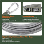 Vigorport Outdoor Retractable Clothesline, Portable Travel Clothes Line, Heavy Duty Rope Pully System with Metal Carabiner & Nylon Coating Wire Ropes for Camping, RV, Backyard（40Ft）