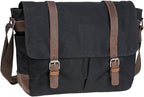 Vintage Genuine Leather Waxed Canvas Briefcase Large Satchel Shoulder Bag Rugged Computer 15.6" Laptop Bag