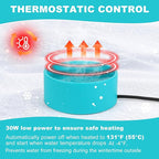 Large Heated Water Bowl for Dog & Cat, Waterproof Heated Pet Bowl Heater for Chickens Rabbit Livestocks, Heated Bird Bath for Winter, 108 OZ 30 Watts