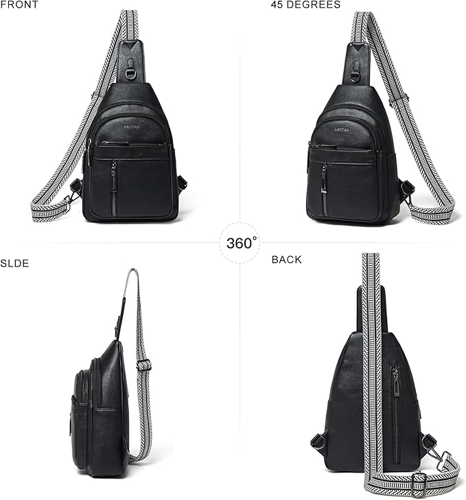 LATMAP 7L Sling Bag For Women Men Backpack Fanny Pack Crossbody Chest Travel Shoulder Belt Bags Purse Handbag PU Leather