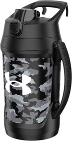 Under Armour Insulated Water Bottle with Handle & Fence Hook, Half Gallon Sports Water Jug, Leak-Resistant & BPA-Free for Baseball, Football & Gym - Black Woodland, 64oz