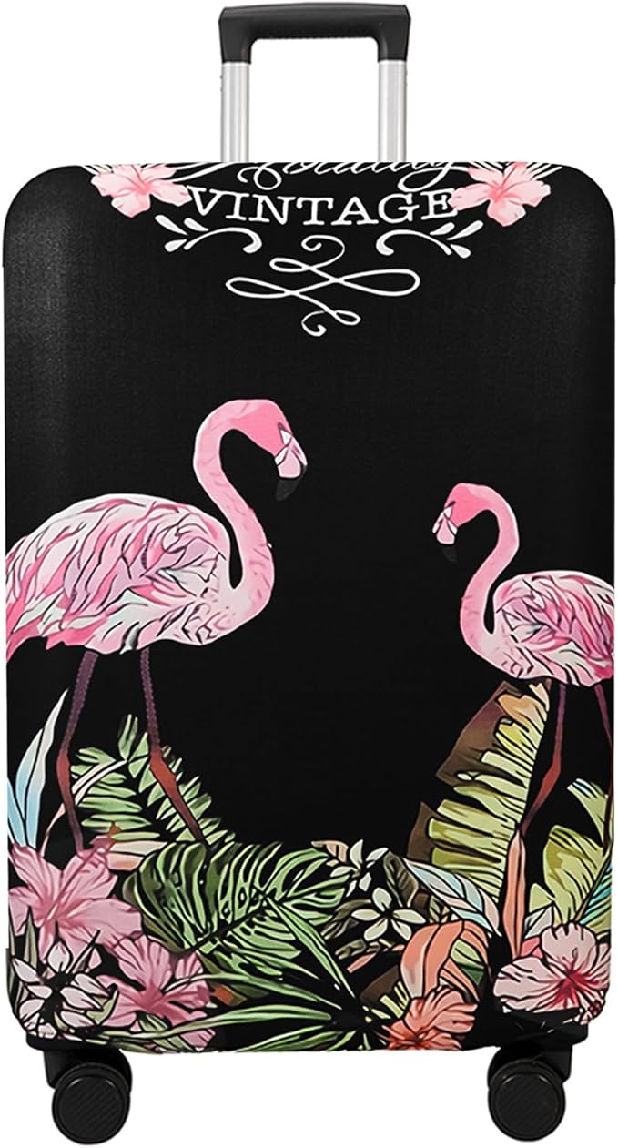 WUJIAONIAO Travel Luggage Cover Baggage Suitcase Cover Protector Skins 18-32 Inch (Flamingo A23, M (for 22-24 inch luggage))