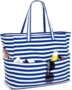 Iioscre Beach Bag for Women, Causal Hobo Pool Bags with Zipper Inner Pocket, Foldable Swim Tote Bag for Vacation Essentials