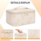 OCHEAL Makeup Bag for Women - Travel Cosmetic Organizer with Brush Slot & Divider, Large Capacity Toiletry Bag for Girls, Travel Makeup Case for everyday Make up Accessories -Beige floral