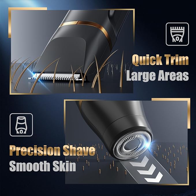 Electric Body Hair Removal Epilators for Men & Women,Waterproof Foil Shaver Razor Trimmer for Facial,Arms,Back,Legs,Chest & Groin,Wet/Dry Painless Groomer with Ceramic Blade,Travel Gift for Him,Black