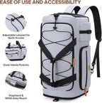Gym Bag for Men and Women with Shoe & Laptop Compartment, 3-in-1 Sports Travel Duffel Bag Anti-Theft Weekender Carry-on Backpack for Airplane & Workout, Overnight Travel Bag, 35L, Light Grey, Medium