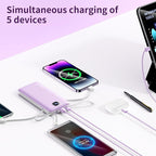penaover Portable Charger with Built-in Cables&AC Wall Plug,Slim 10000mAh 22.5W Fast Charging Power Bank,5 Output 2 Input USB-C External Battery Pack Compatible with iPhones,Samsung,Android, etc
