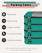 WTREE 4-Piece Packing Cubes Travel Accessories Set for Suitcases - Luggage Organizer Bags with Double Zipper - Mesh Top - Large - Green