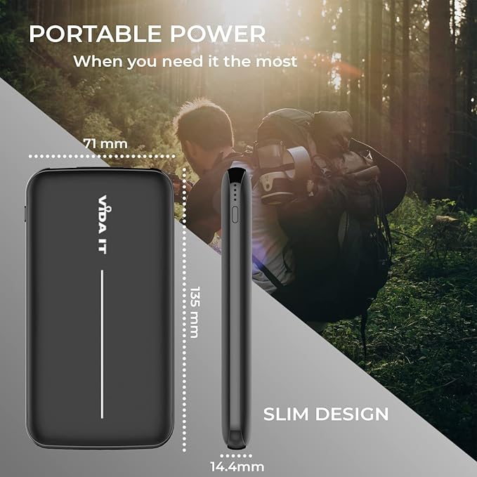 Slim USB 5V 2A Power Bank for Heated Clothing Vest Jacket Battery Pack for Heated Hoodie Coat 10000mAh Portable Phone Charger for iPhone Samsung Cellphone USBC Power Pack for Heated Seat Chair