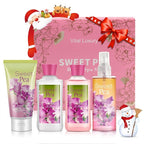 Sweet Pea Bath & Body Kit, 3 Fl Oz, Ideal Skincare Gift Home Spa Set, Includes Body Lotion, Shower Gel, Body Cream, and Fragrance Mist, Birthday Mother's Valentine's Day Gifts for Her