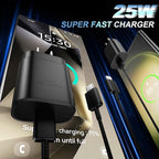 USB C Android Charger Fast Charging Cord, Super Fast Phone Chargers 5FT C to C Type Cable with 25W USBC Wall Block for Samsung Galaxy S26 S25 S24 Ultra Plus/S23/S22/S21/S20/Note 20/10, Black