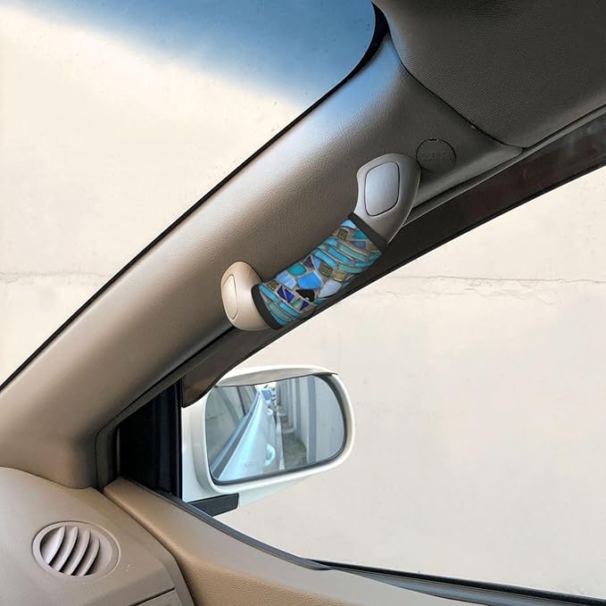 2 Pack Blue Sea Glass Mosaic Luggage Handle Wraps Suitcase Tags Identifiers for Travel Accessories
