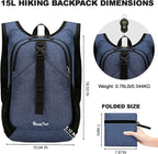 Seektop 15L Small Hiking Backpack for Women Men, Lightweight Hiking Packable Daypack with Phone Pocket for Travel Camping (Dark Blue, 15L)