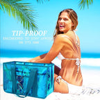 Fammart Iridescent Clear Beach Bag for Women, Jelly Tote Bag Waterproof Sandproof Pool Bag Cruise Vacation Essentials