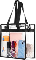 Hoiny Clear Bag for Stadium Events Approved, 12x6x12 Large Transparent Tote Bag with Zipper for Gym Concert Sports Festivals