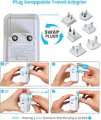 Universal Travel Adapter Kit, VINTAR PD 35W International Power Adapter with 3 USB Ports (2 USB C) and 4 AC Outlets, Type A,C,G,D,I,M Detachable Attachments, Adapter for US/EU/UK/India/AUS/Africa