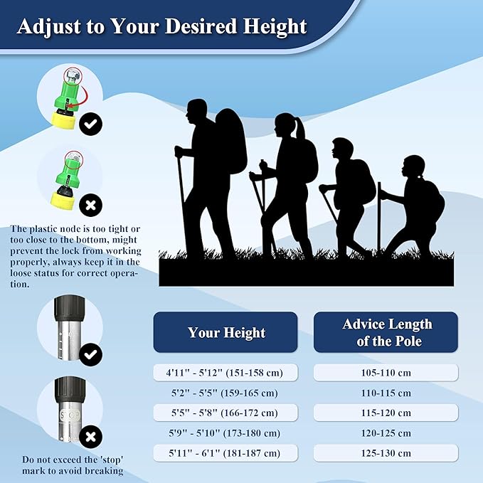 TheFitLife Nordic Walking Trekking Poles - 2 Sticks with Anti-Shock and Quick Lock System, Telescopic, Collapsible, Ultralight for Hiking, Camping, Mountaining, Backpacking, Walking, Trekking