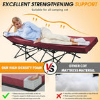 CYMULA Camping Cot Mattress 2in Memory Foam Sleeping Pad,Soft Warm Non-Slip Camping Mattress Topper with Retaining for Adults,Portable Roll up Pad for Travel（only Mattress）