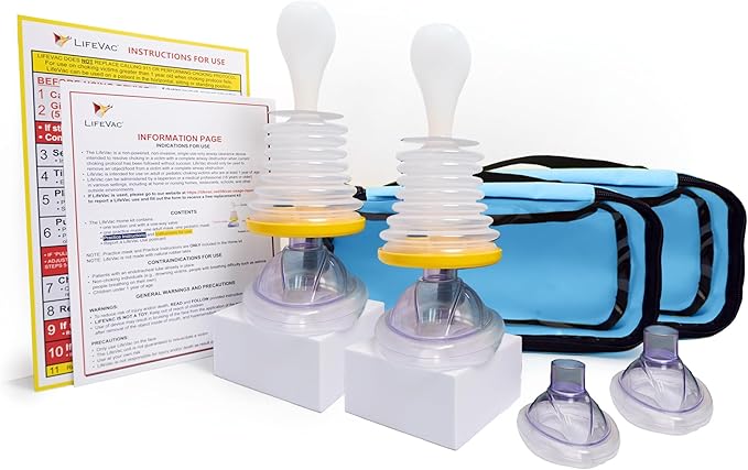 LifeVac Blue Travel Kit 2 Pack - Portable Suction Rescue Device, First Aid Kit for Kids and Adults, Portable Airway Suction Device for Children and Adults