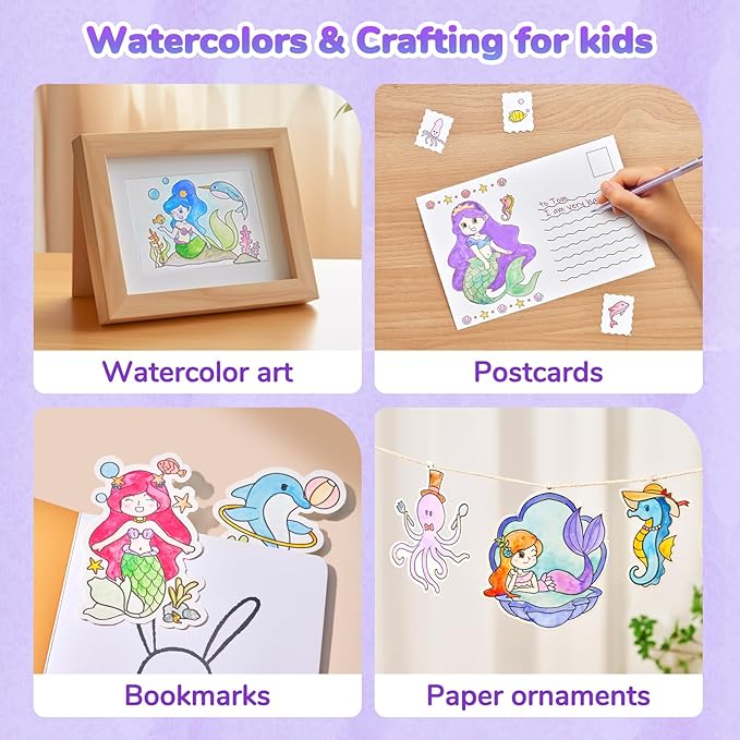 JoyCat Paint with Water Coloring Books for Toddlers, Watercolor Painting Sets for Kids Ages 3-5 4-8, Arts and Crafts Drawing Activities Toy Birthday Gifts for Boys Girls (Underwater World)