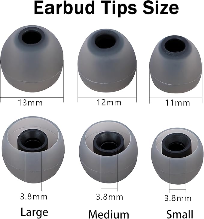Silicone Replacement Earbud Tips Ear Tips Fit Most in-Ear Earbuds(Inner Hole 3.8mm -5.1mm) Headphone Rubber Tips Earbud Covers 9 Pairs S M L