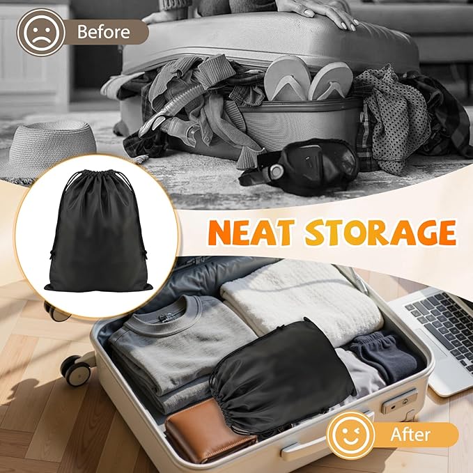 Shoe Bags for Travel, 15.7" x 11.8" Travel Shoe Bags for Packing, Large Waterproof Portable Drawstring Travel Shoe Storage Bag Travel Essentials Women for and Men (Black)