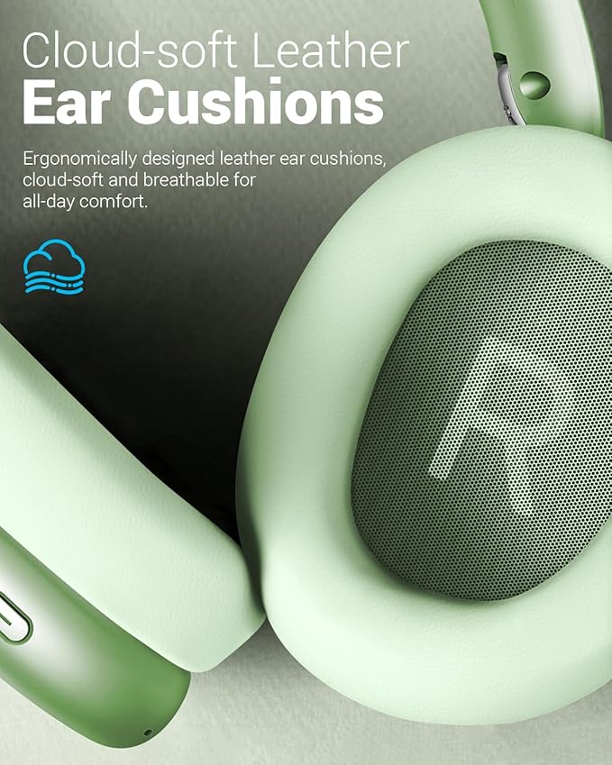 Wentronic Y01 Wireless Noise Canceling Headphones Bluetooth 5.3 Over Ear Headphones with Microphone, Hi-Res Audio, 48H Playtime, Foldable Comfortable Earpads,Compatible with iOS,Android,PC, Green