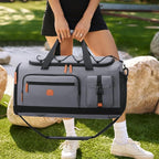 Gym Bag for Men and Women with Shoe & Laptop Compartment, 3-in-1 Sports Travel Duffel Bag Anti-Theft Weekender Carry-on Backpack for Airplane & Workout, Overnight Travel Bag, 35L, Dark Grey, Medium