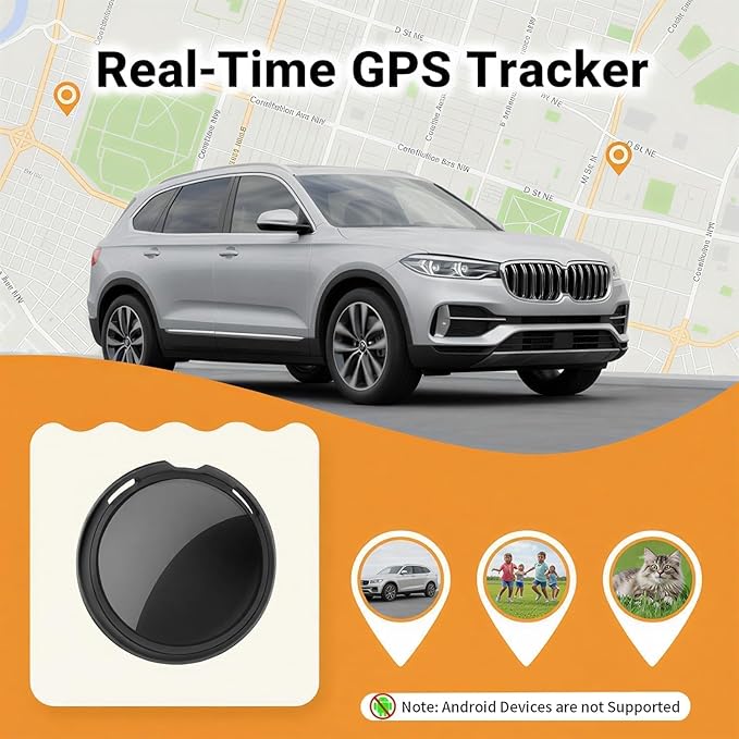 No Subscription GPS Tracker for Vehicles Work with Find My(iOS Only) Real-Time Mini Tracker Tags Global Coverage Hidden Car Location Tracking Tags Device with Magnetic Case No Monthly Fee Required