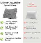 fulocean Small Cooling Memory Foam Travel Pillows for Airplanes, Compressible Camping Pillow, Adjustable Gel Shredded Foam Bed Pillow for Medium Firm Neck Knee Support, Ideal Sleeping,Car,Backpacking