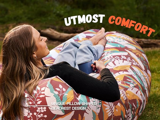 WEKAPO Inflatable Couch Air Lounger Chair - Camping & Beach Accessories, Portable Blow up Sofa for Hiking, Lawn, Indoor/Outdoor Movies & Music Festivals. Lightweight and Easy to Set Up Air Hammock