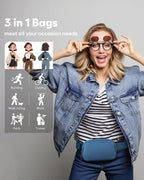 Pritent Fanny Packs for Women Cross Body Bag Waterproof Belt Bag with Adjustable Strap and Zipper Back Pocket Small Crossbody Bags Fashion Waist Packs for Workout Travelling(Navy Blue)