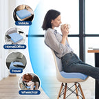 SweetSlubr Seat Cushion for Tailbone Pain Relief, Office Chair Cushion, Memory Foam Large Chair Cushion with Non-Slip Cover for Soft Support at Office Chair, Car Seat, Airplane Light Blue/Large