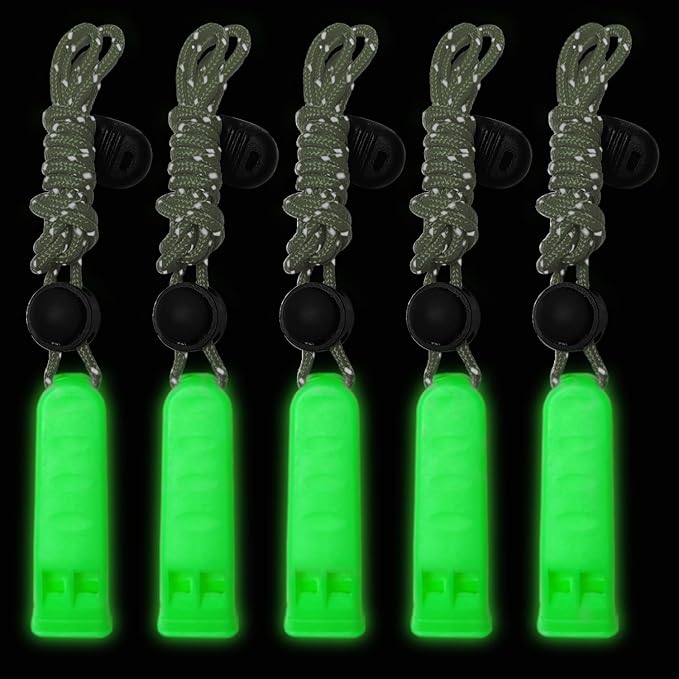 Amzonly Emergency Whistle, 120db Safety Whistle Survival Shrill Loud for Camping Hiking Hunting Boating Fishing Life Vest Jacket Rescue Signaling Kids Lifeguard 5 Pack