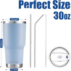 D·S 30oz Blue Tumbler Stainless Steel Double Wall Vacuum Insulated Mug with Straw and Lid, Cleaning Brush for Cold and Hot Beverages