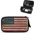 Vintage USA Flag Print Large Electronics Organizer - Travel Case, Cord Organizer, Accessories for Women