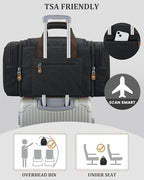 Gonex Canvas Duffle Bag for Travel, Expandable Water Resistant 60L Carry on Duffel Overnight Weekender Gym Bag with Wet Dry Separation Pocket & Suitcase Handle Sleeve, Dark Grey