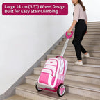 Rolling Backpack Cart for Travel, Commuting & Daily Use, Foldable Aluminum Trolley with Adjustable Handle, Lightweight All-Terrain Backpack Carrier – Royal Blue, Quiet Large Wheels