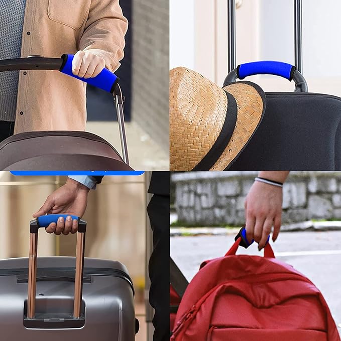 2 Pack Luggage Handle Wraps for Suitcase, Bright Color Comfort Soft Handle Covers (Blue)