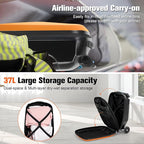 Scooter Luggage For Kids & Adults， Hardside Ride On Suitcase For Kids Ages 4-15 Multifunctional Lightweight Foldable Carry On Luggage With Wheels Ride On For Children Teenagers（Orange）
