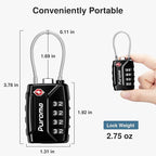 Puroma 2 Pack TSA Approved Luggage Locks, 4 Digit Combination Travel Cable Locks Resettable Code Lock with Zinc Alloy Body for Suitcase, Toolbox, Backpack, Bag, Gym Locker (Black)