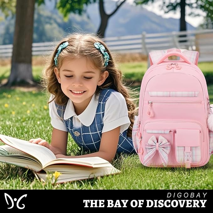 DIGOBAY Backpack for Girls, 3PCS Girls Backpack for School with Lunch Bag Pencil Case, Cute Kids Teens Bookbag for Kindergarten Elementary Preschool Middle School