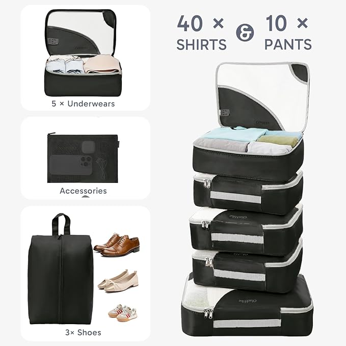 10 Set Packing Cubes for Travel, Gifts for Women Mom,Anti-Tearing Suitcase Organizer,OlarHike Vacation Essentials & Accessories for Cruise Ship