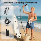 Portable Camping Shower with Heater, 6000mAh Rechargeable Portable Shower with 2000W Immersion Heater, LED Display, Heated Camping Shower for Travel, Hiking, Car, Pet