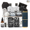 23pcs Bath and Body Gift Basket for Men & Women, Charcoal Home Spa Kit, Leather Bag, Skin Care Set, Self Care Kit, Christmas, Birthday,Anniversary, Mother's Day Gift, Mom, Dad, Wife