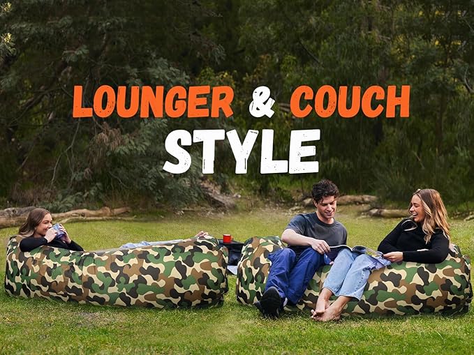 WEKAPO Inflatable Couch Air Lounger Chair - Camping & Beach Accessories, Portable Blow up Sofa for Hiking, Lawn, Indoor/Outdoor Movies & Music Festivals. Lightweight and Easy to Set Up Air Hammock