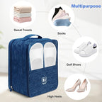 Large Shoe Bags for Travel, Holds 3 Pairs of Shoes, Portable Dance Shoe Storage Pouch, Sneaker Storage Bag (Navy Blue)