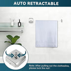 304 Stainless Steel Retractable Clothesline with Adjustable Rope String for Hanging Drying Shower Room(Sliver Square)