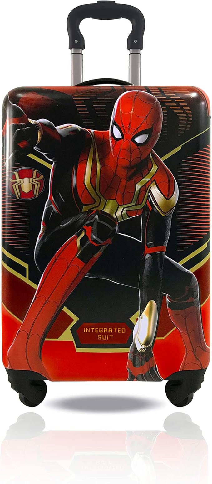 Fast Forward 20 Inches Spiderman Suitcase For Kids - Hard Sided Tween Spinner Travel Trolley Kids Suitcase For Boys With Wheels