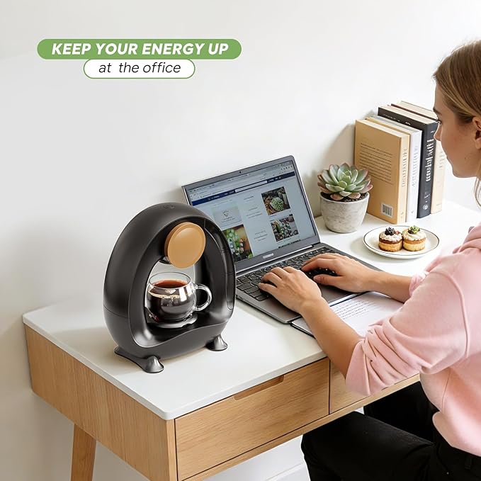 Single-Serve Coffee Maker, 2 in 1 One Cup Coffee Machine Compatible with K-Cup Pod & Coffee Grounds/Tea with One Button Operation,Fast Brew in 1 minute,Compact For Home, Office, RV and Dorm (Black)